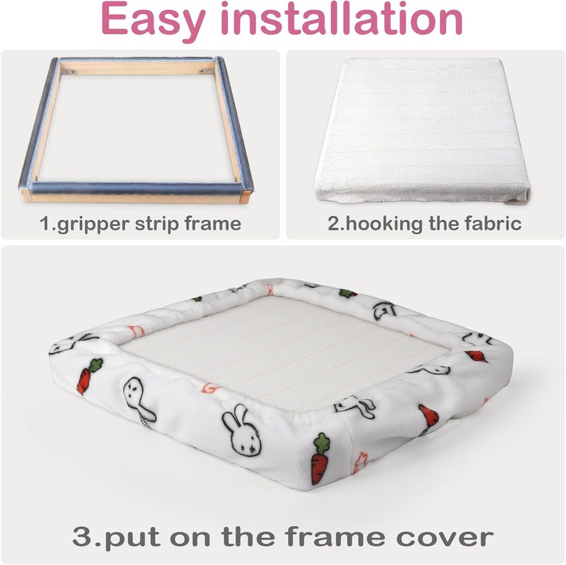 ICZW Gripper Strip Frame 15.7" x 15.7" Punch Needle Frame Rug Hooking with Frame Cover (White) - Image 5
